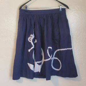 Blue cotton skirt with pockets